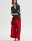 PRE-ORDER • Skinlike Mercerized Wool V-Neck Shrunken Cardigan, Blue Fog