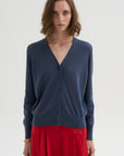 PRE-ORDER • Skinlike Mercerized Wool V-Neck Shrunken Cardigan, Blue Fog