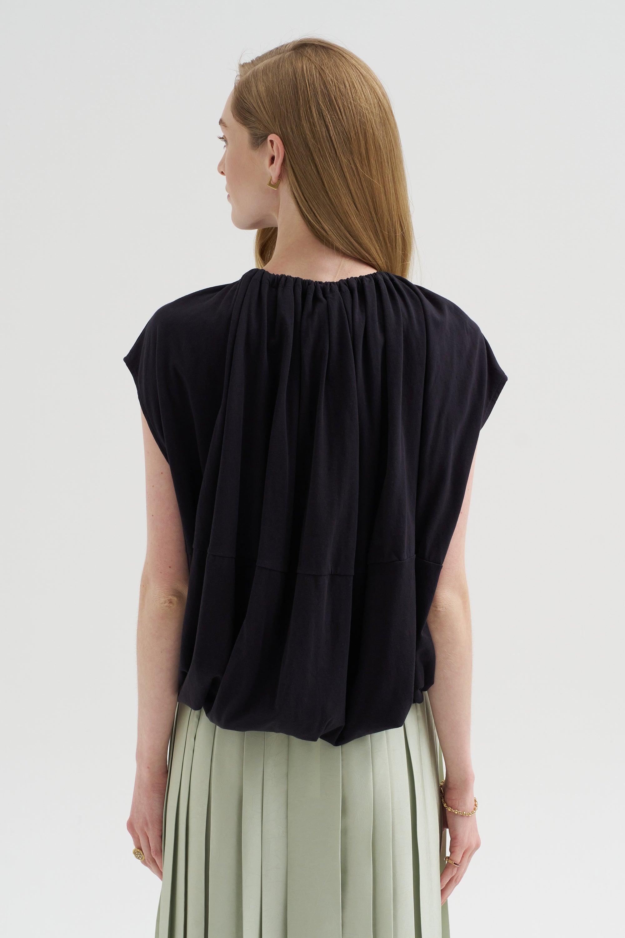 Shirred Neck Circular T-Shirt