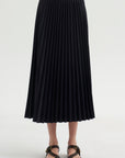 PRE-ORDER • Tropical Wool Pleating Sunray Skirt, Navy