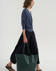 PRE-ORDER • Tropical Wool Pleating Sunray Skirt, Navy