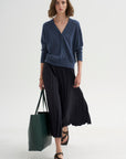 PRE-ORDER • Tropical Wool Pleating Sunray Skirt, Navy