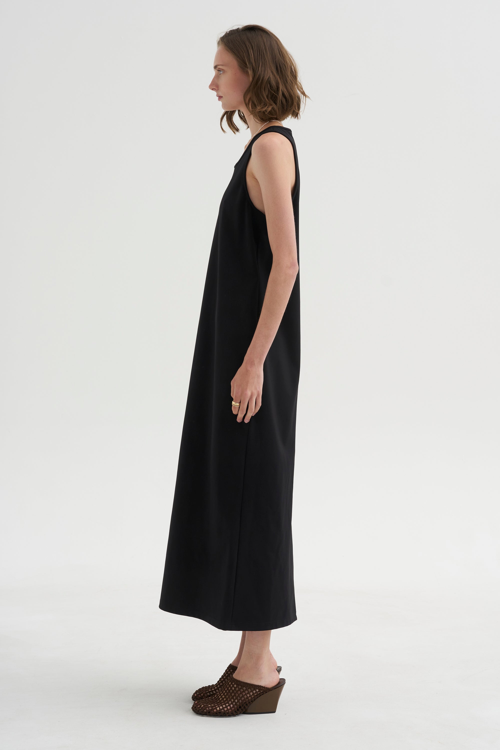 PRE-ORDER • Compact Ultra Stretch Knit Sleeveless Dress, Black