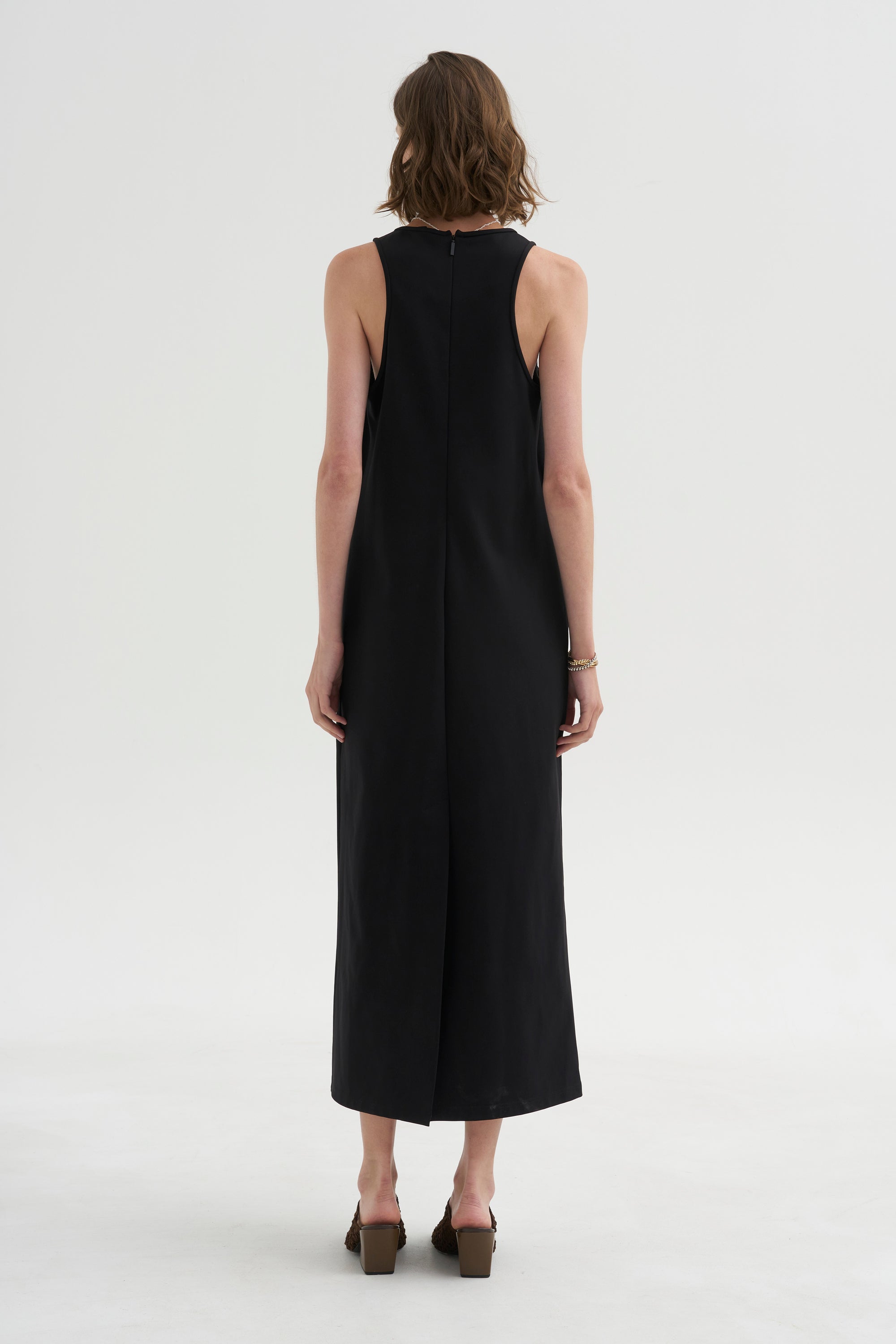 PRE-ORDER • Compact Ultra Stretch Knit Sleeveless Dress, Black