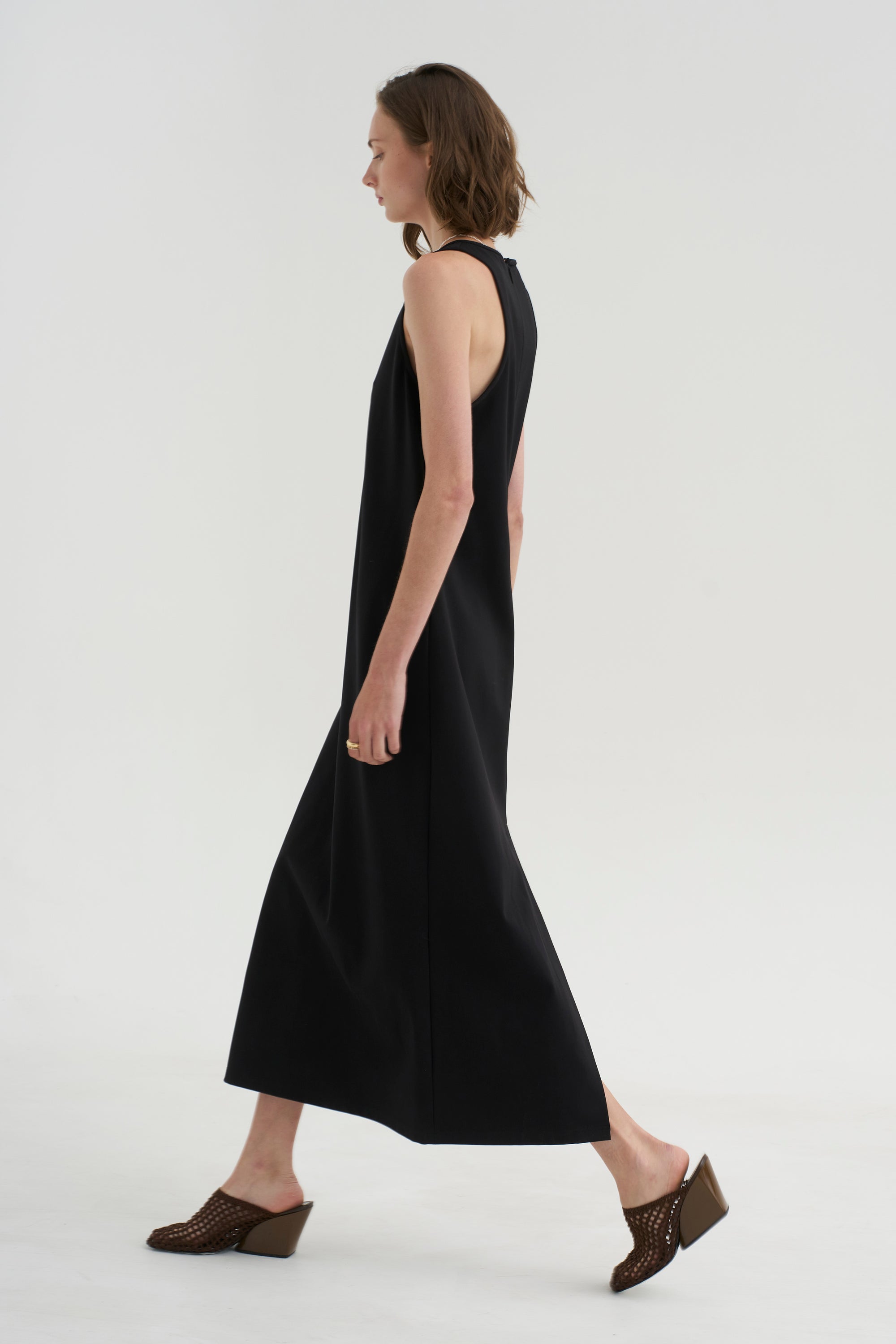 PRE-ORDER • Compact Ultra Stretch Knit Sleeveless Dress, Black