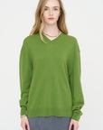 Washable Cashmere Easy V-Neck Sweater, Avocado