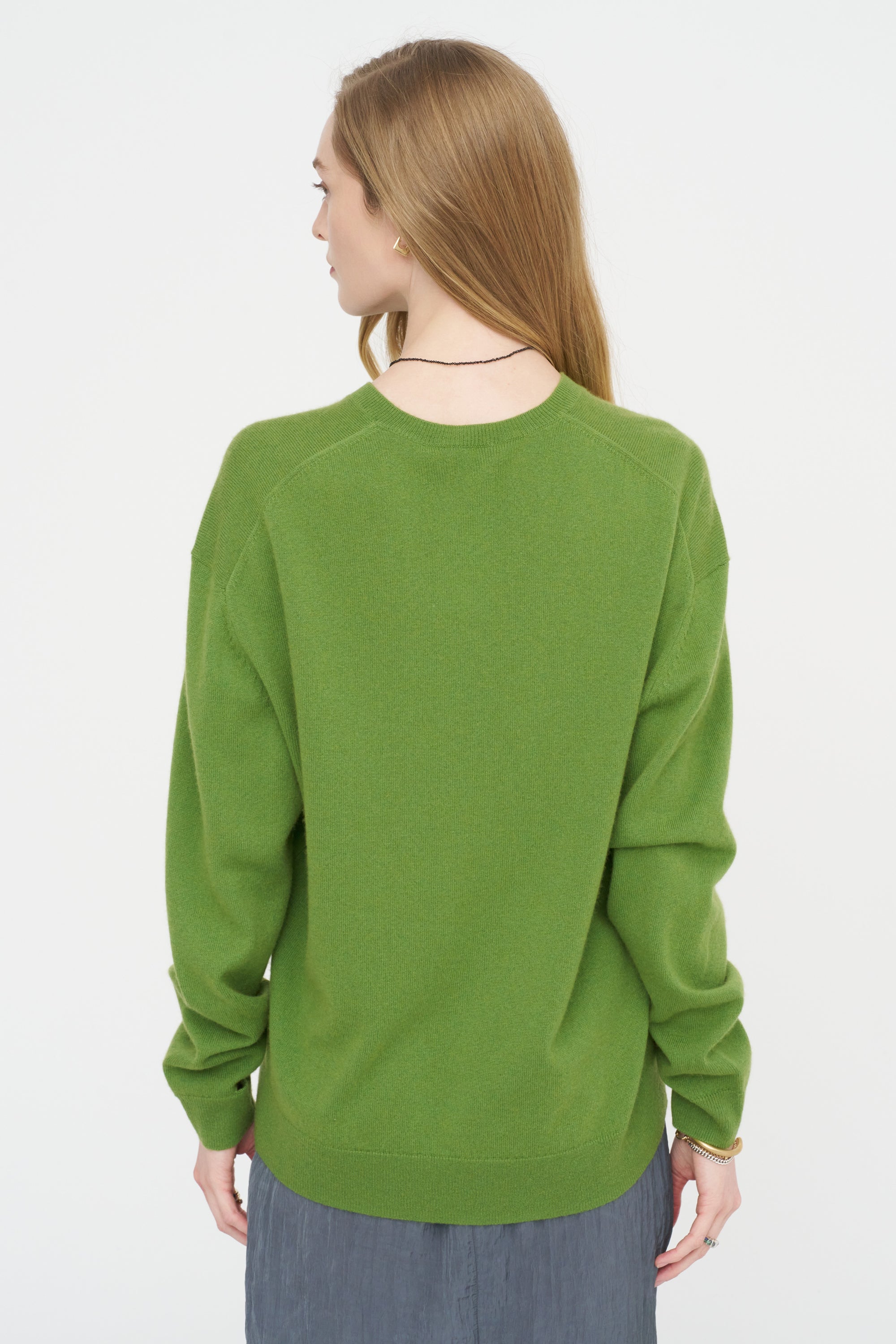 Washable Cashmere Easy V-Neck Sweater, Avocado