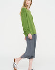 Washable Cashmere Easy V-Neck Sweater, Avocado