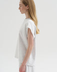 Spring Tweedy Sweatshirting Sleeveless Easy Top, White Multi