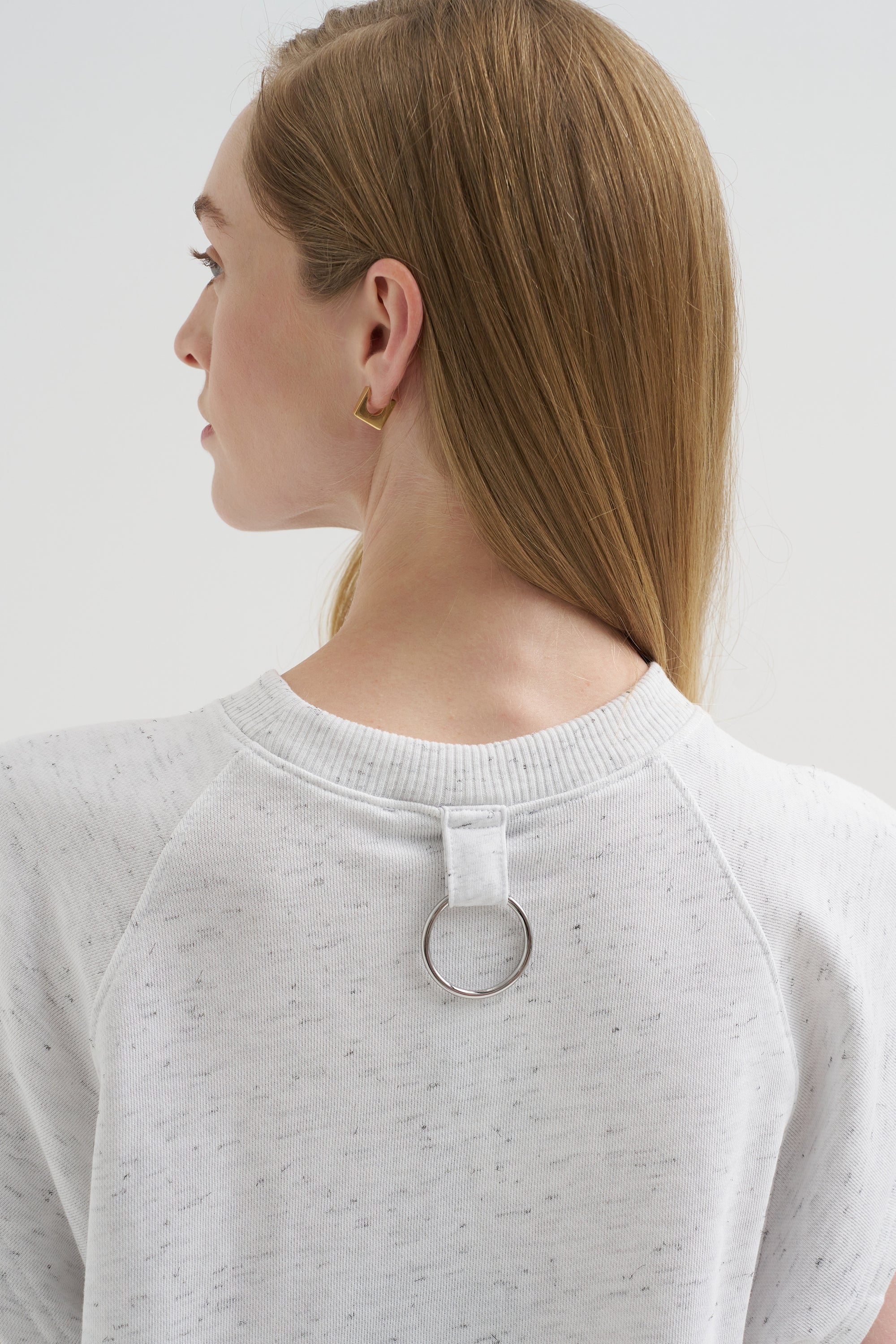 Spring Tweedy Sweatshirting Sleeveless Easy Top, White Multi