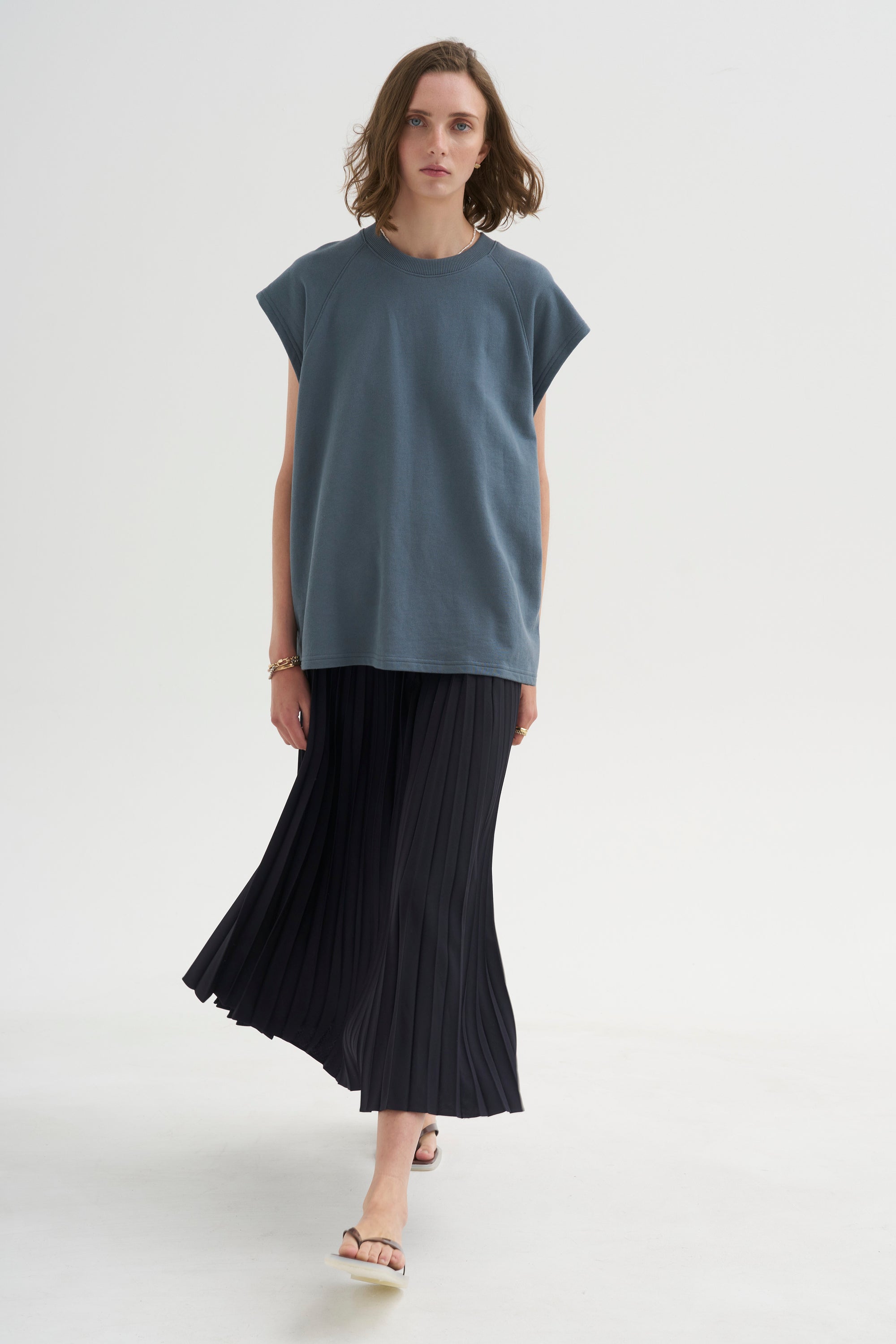 PRE-ORDER • Light Weight Sweatshirting Sleeveless Easy Top