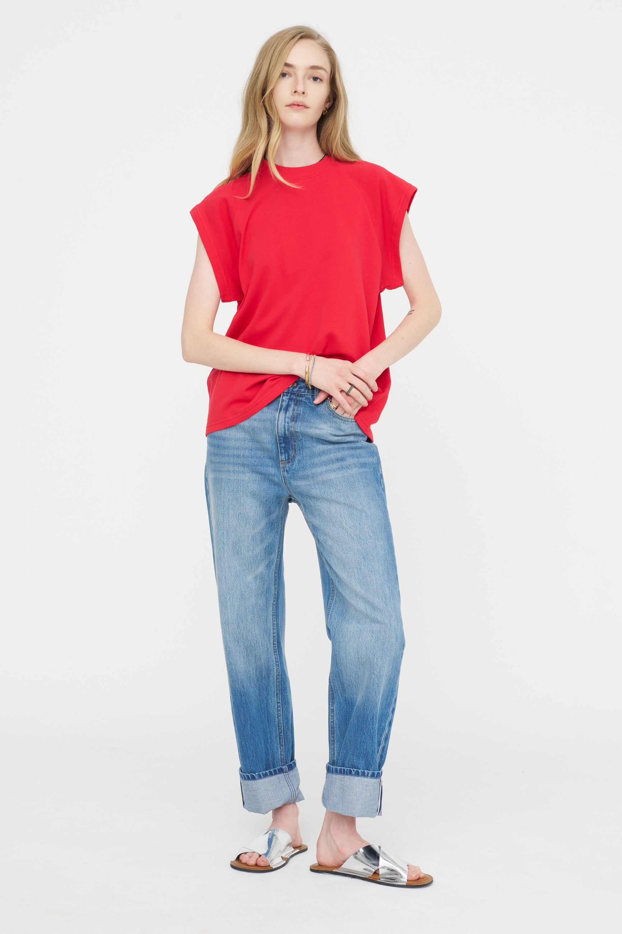 Light Weight Sweatshirting Sleeveless Easy Top