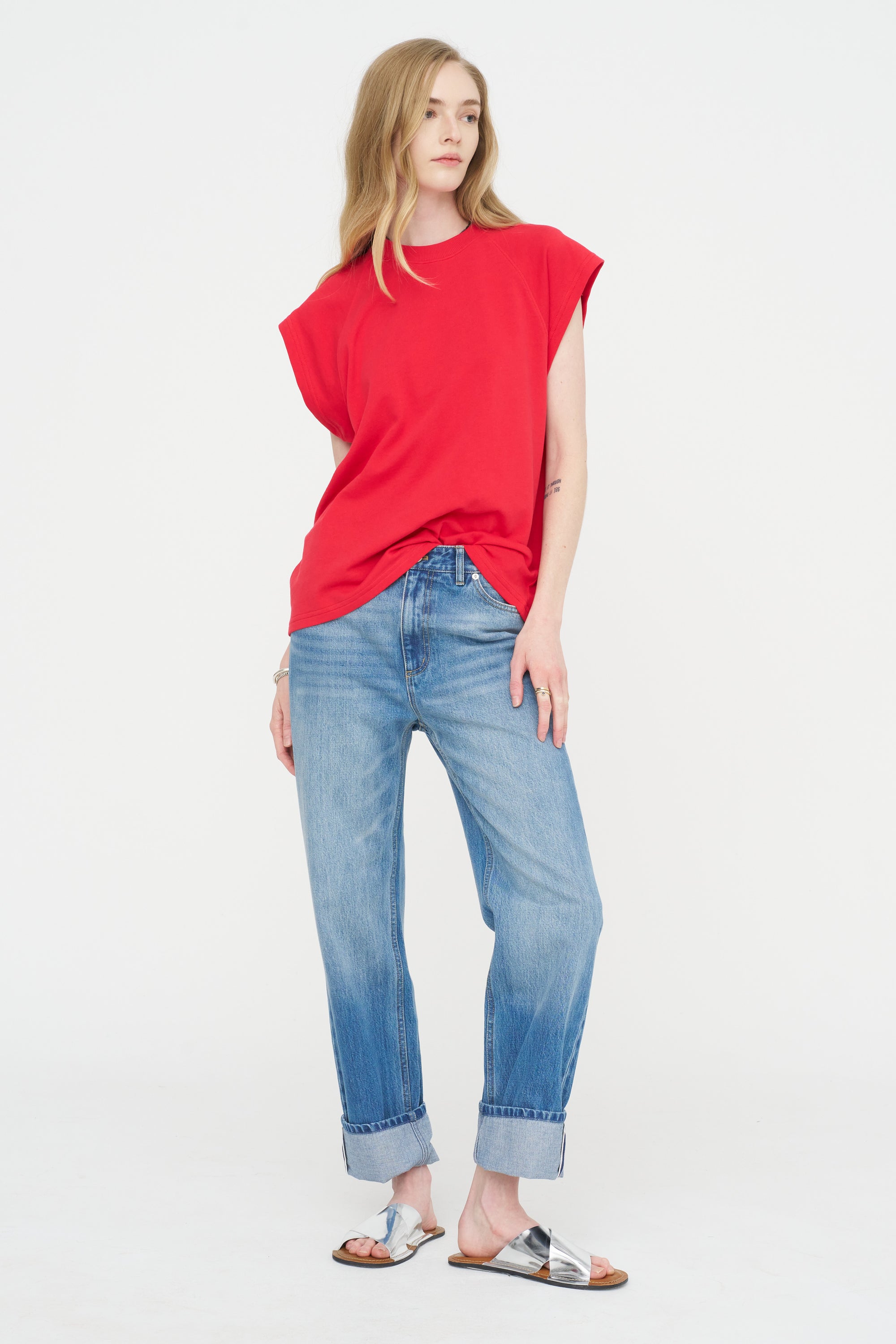 Light Weight Sweatshirting Sleeveless Easy Top