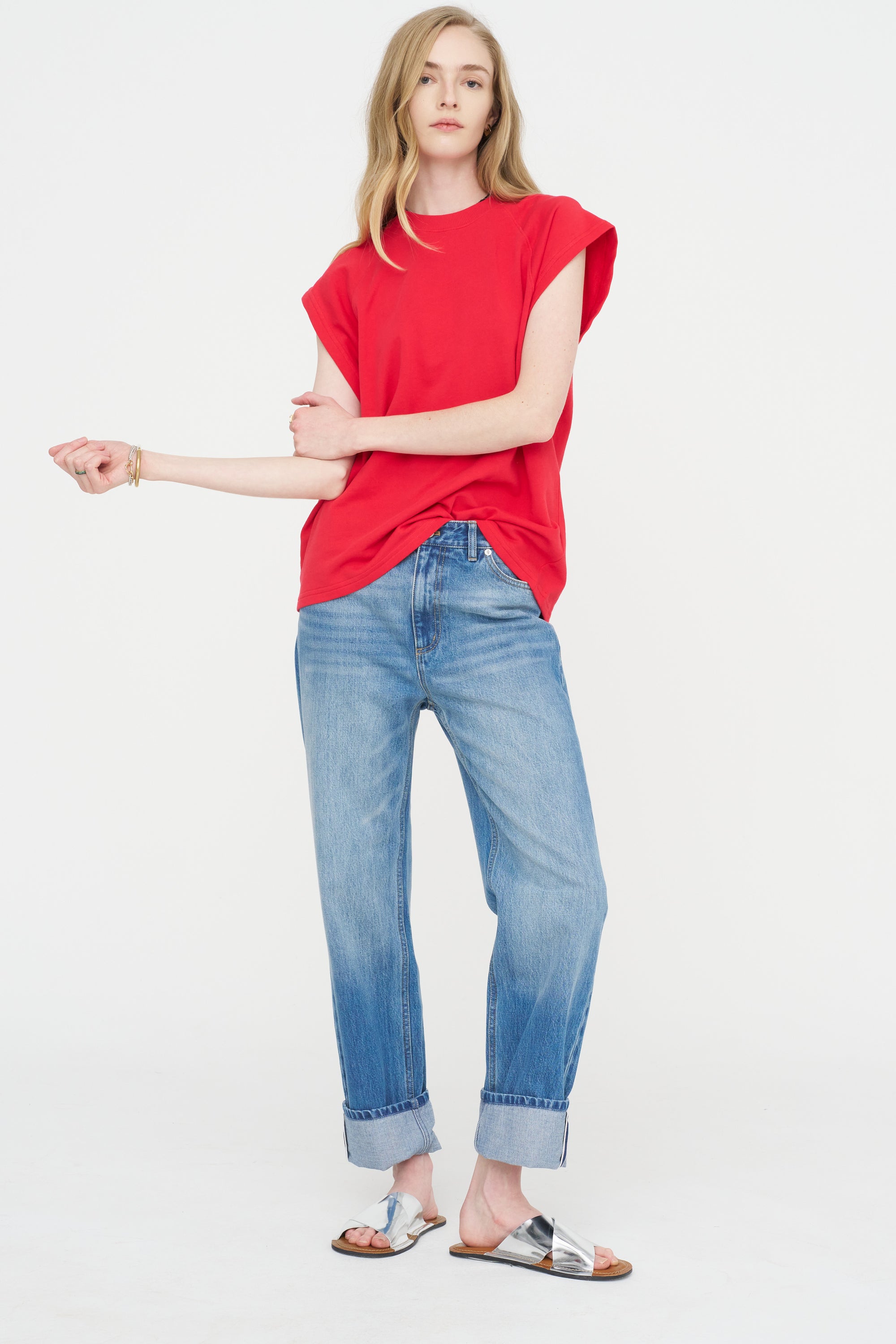 Light Weight Sweatshirting Sleeveless Easy Top