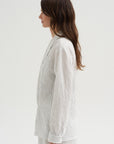Crinkle Stripe Suiting Shawl Collar Jacket, Ivory Multi