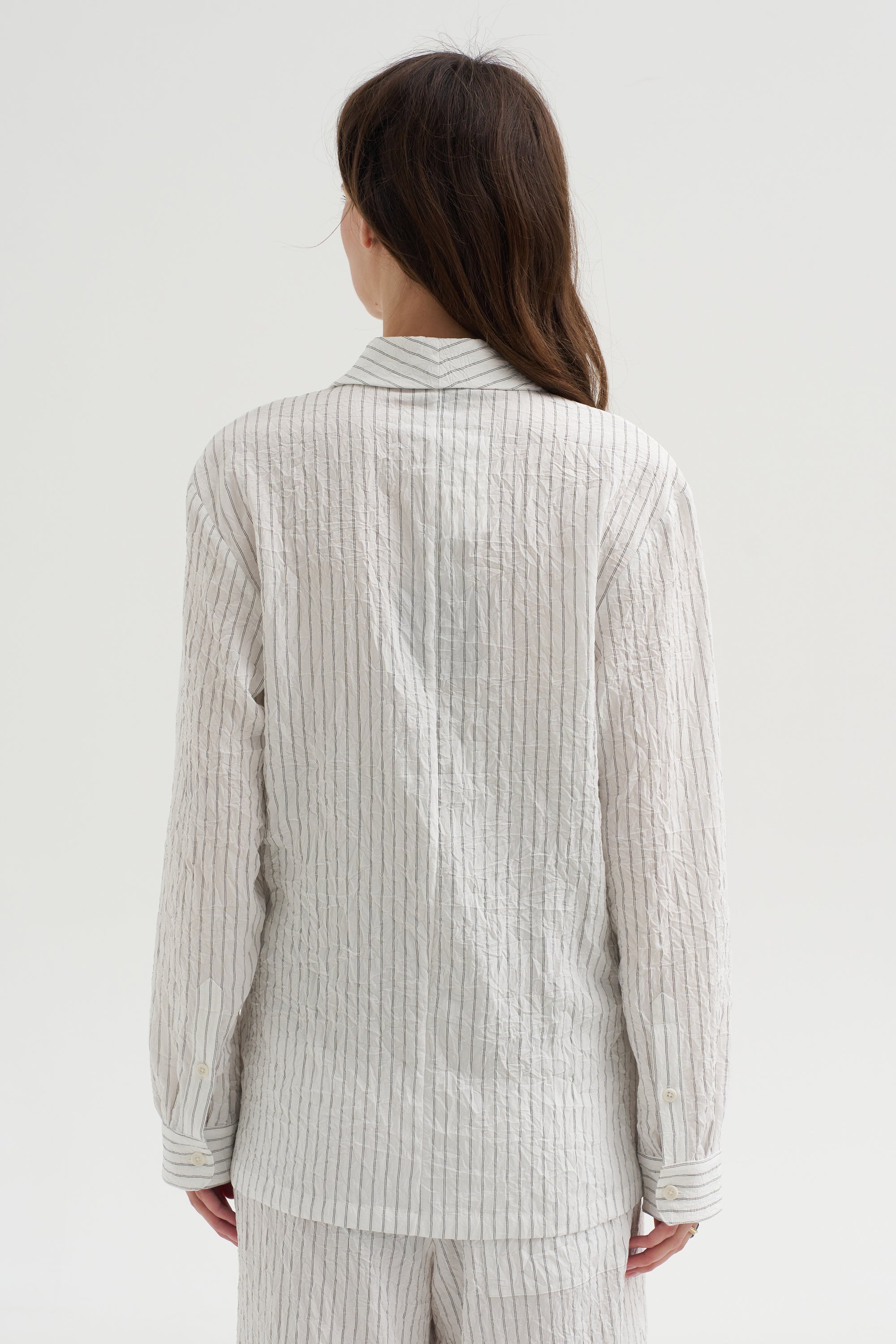 Crinkle Stripe Suiting Shawl Collar Jacket, Ivory Multi