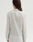 Crinkle Stripe Suiting Shawl Collar Jacket, Ivory Multi