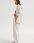 Crinkle Stripe Suiting Shawl Collar Jacket, Ivory Multi