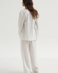 Crinkle Stripe Suiting Shawl Collar Jacket, Ivory Multi