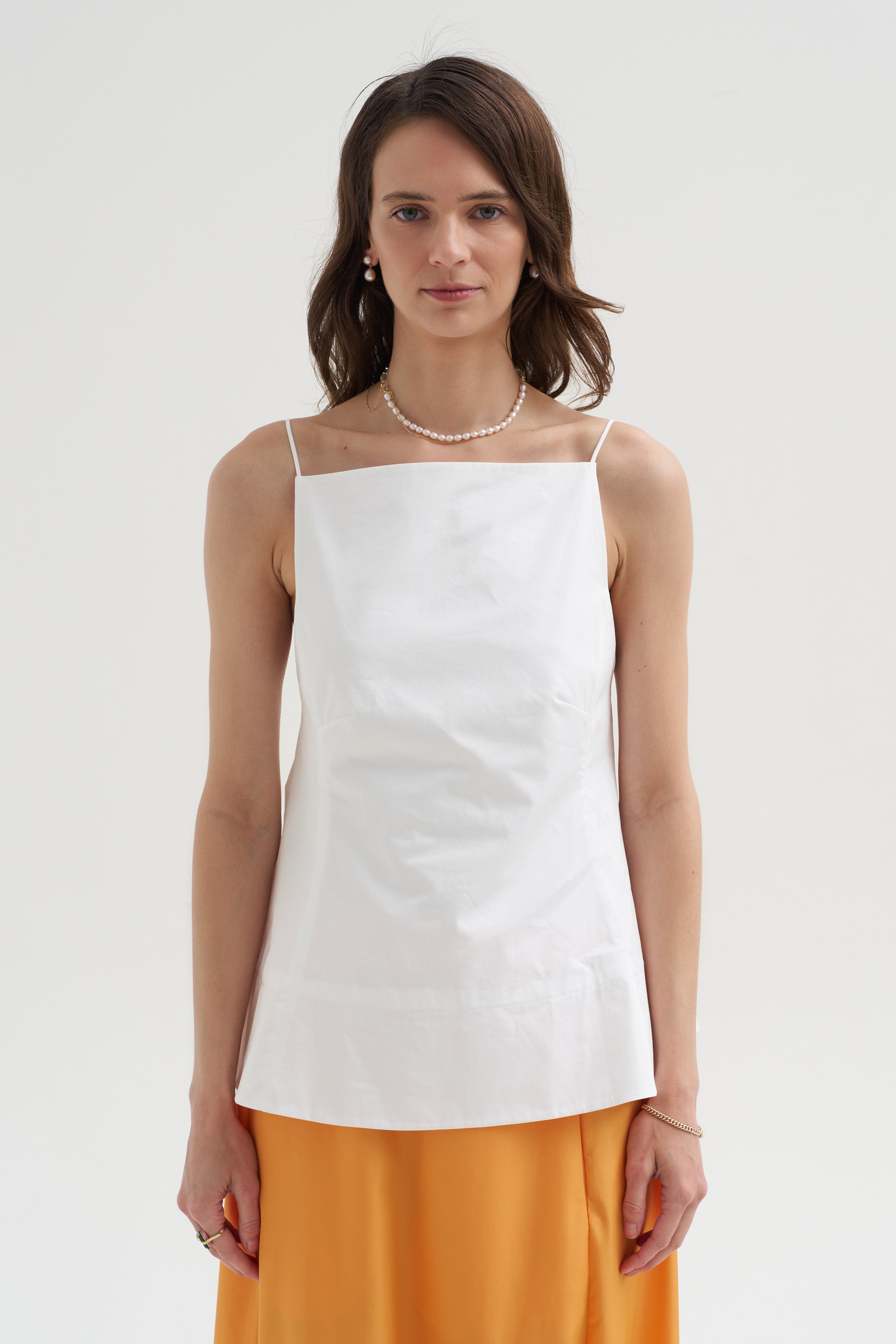 Eco Poplin Strappy Open Back Top, White – Kick Pleat