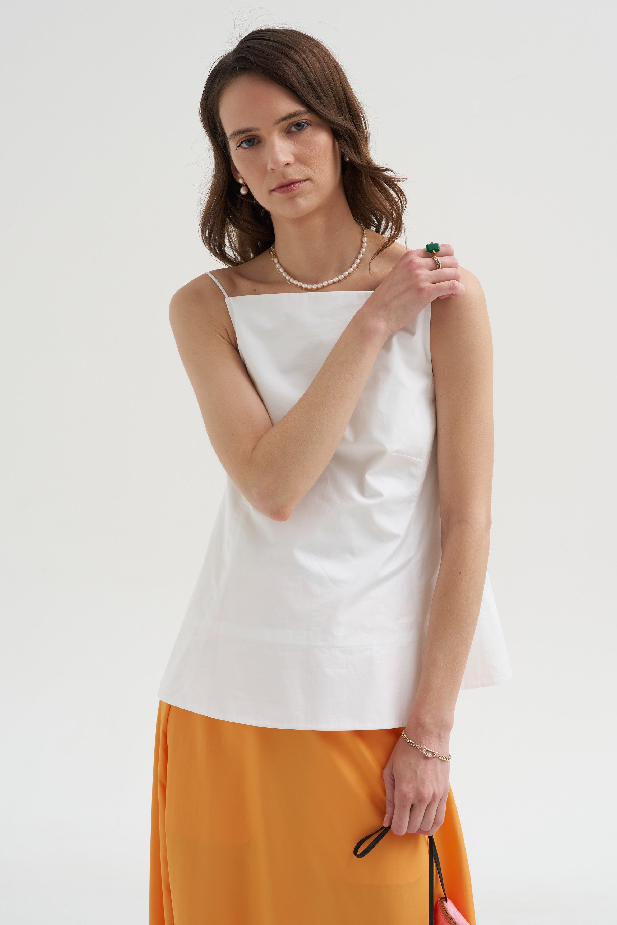 Eco Poplin Strappy Open Back Top, White – Kick Pleat