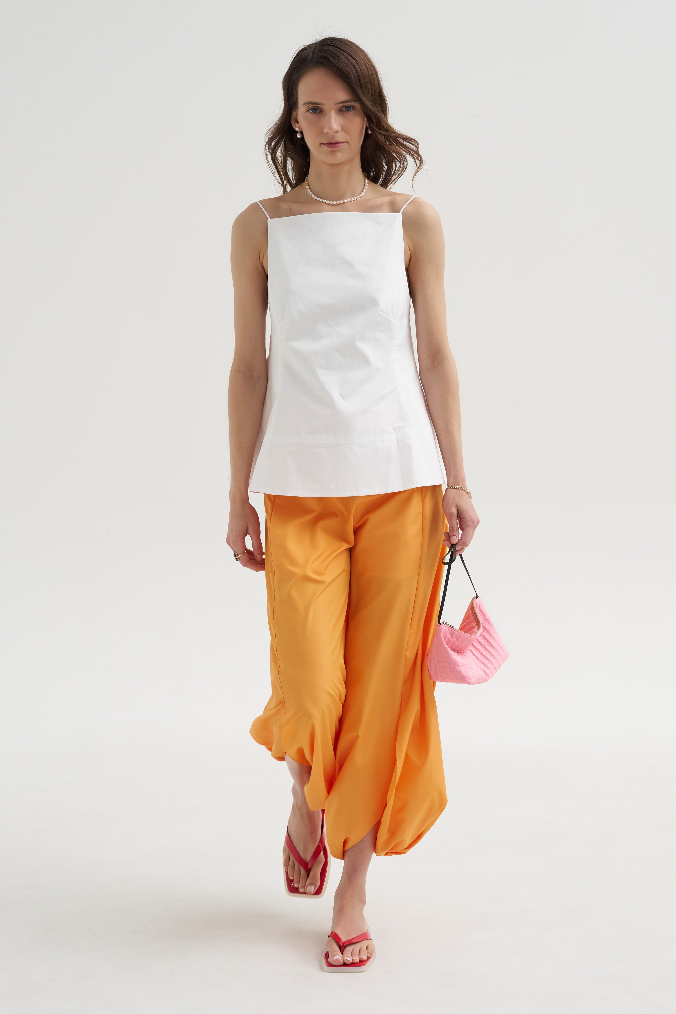 Eco Poplin Strappy Open Back Top, White – Kick Pleat
