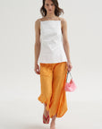 Eco Poplin Strappy Open Back Top, White