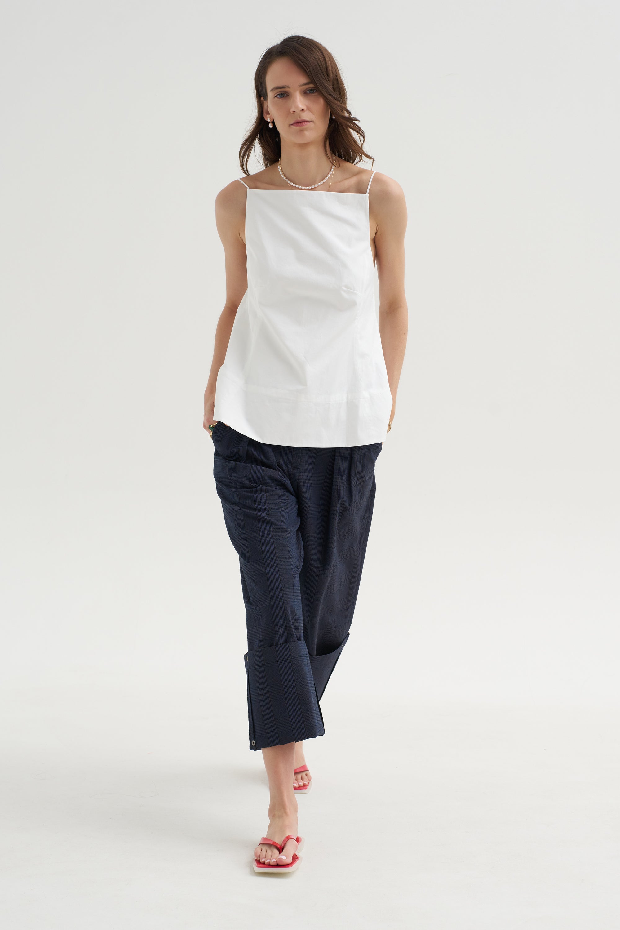 Menswear Crepon Stella Full Length Pant, Navy Multi
