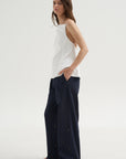 Menswear Crepon Stella Full Length Pant, Navy Multi