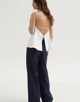 Menswear Crepon Stella Full Length Pant, Navy Multi