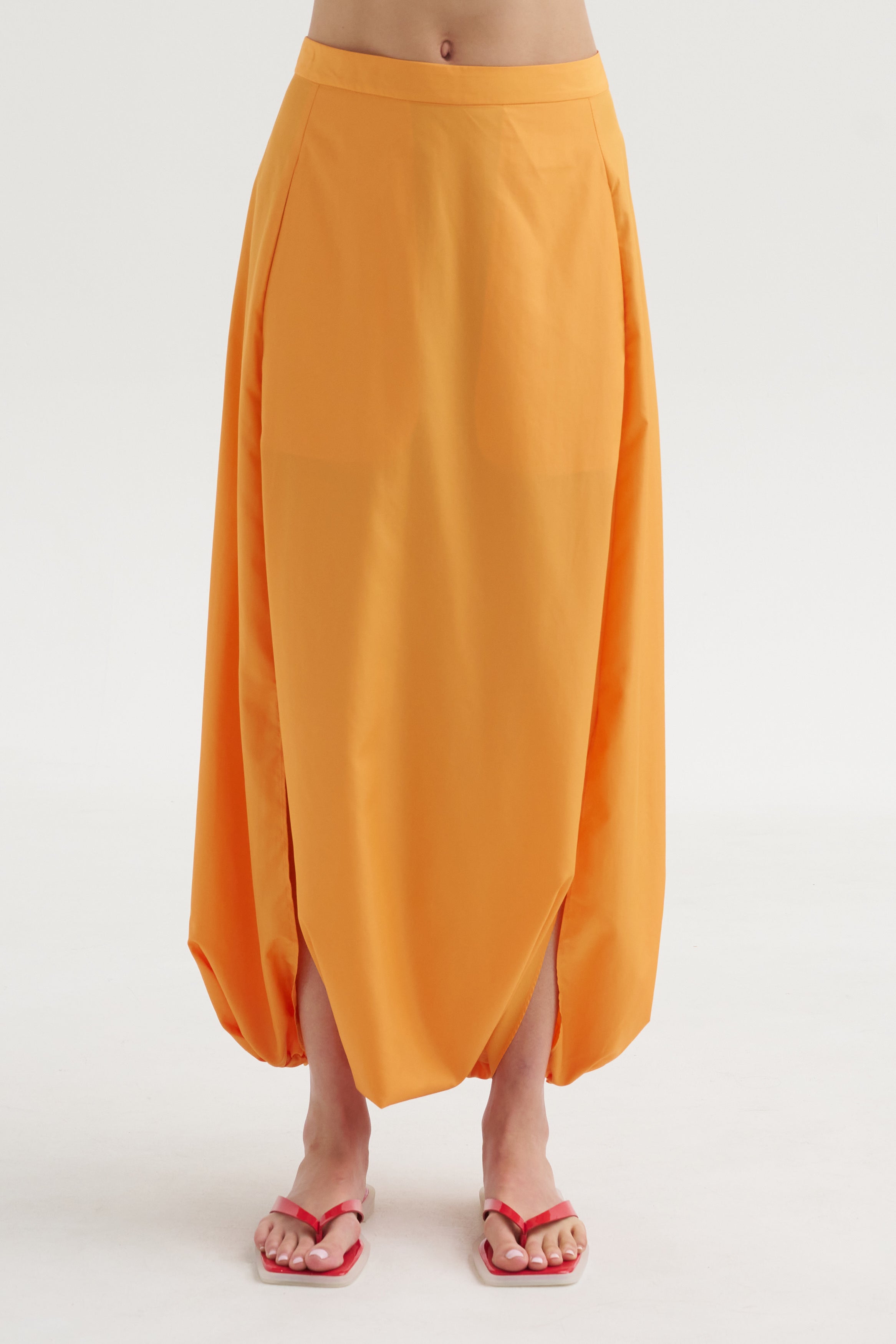 Summer Nylon Flat Front Jalouise Skirt, Orange – Kick Pleat