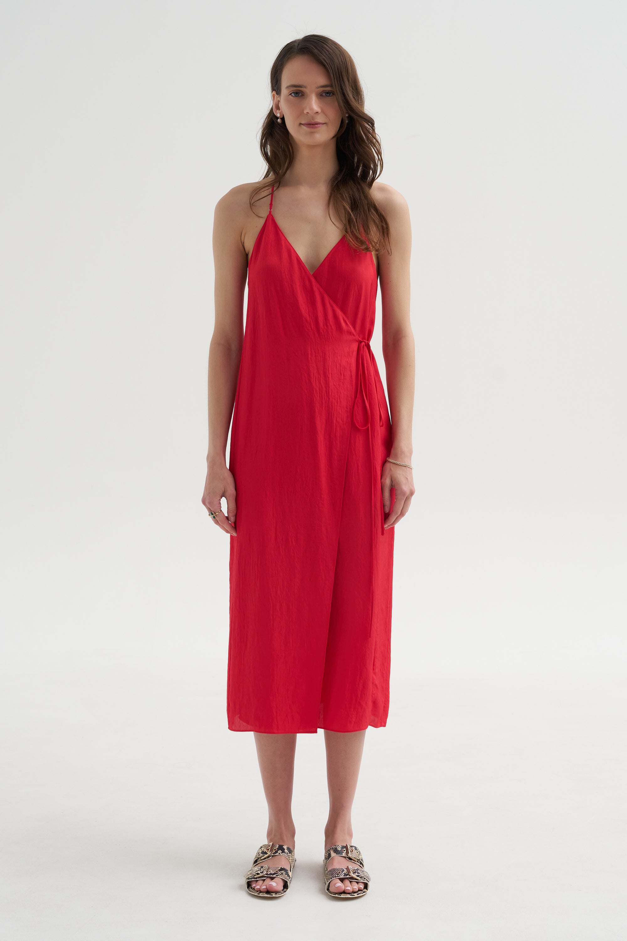 Summer Slip Wrap Dress, Faded Red Summer Slip Wrap Dress, Faded Red
