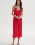 Summer Slip Wrap Dress, Faded Red
