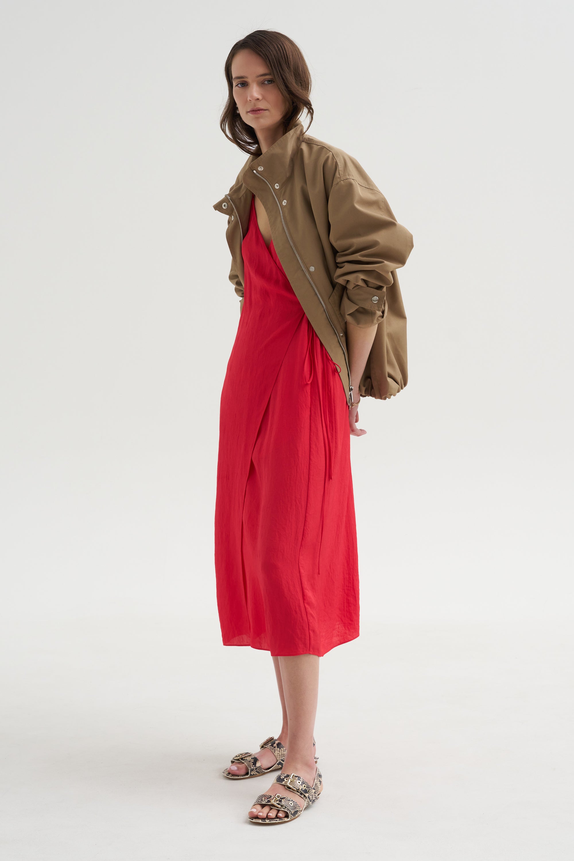 Summer Slip Wrap Dress, Faded Red Summer Slip Wrap Dress, Faded Red