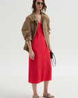 Summer Slip Wrap Dress, Faded Red