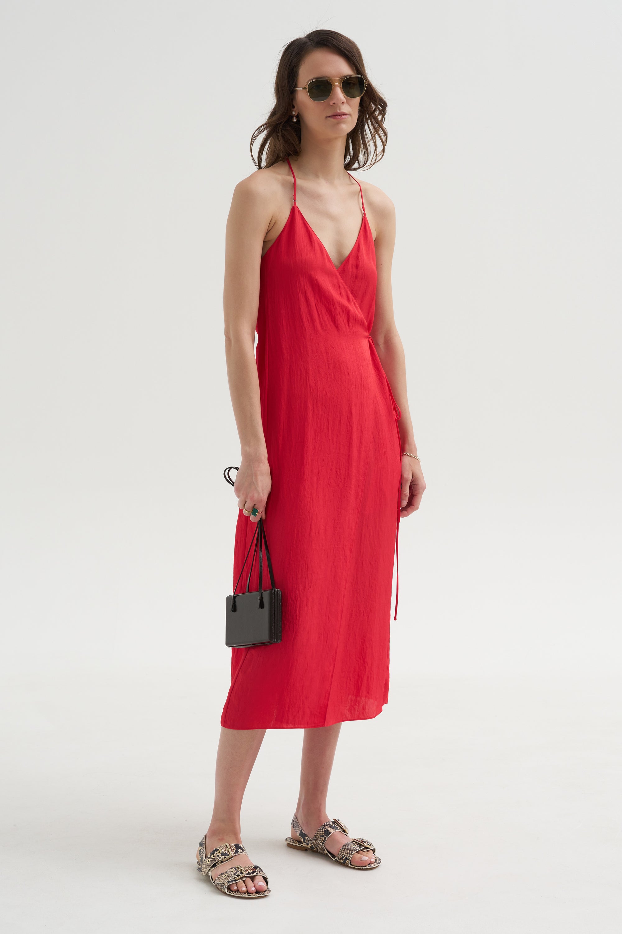 Summer Slip Wrap Dress, Faded Red