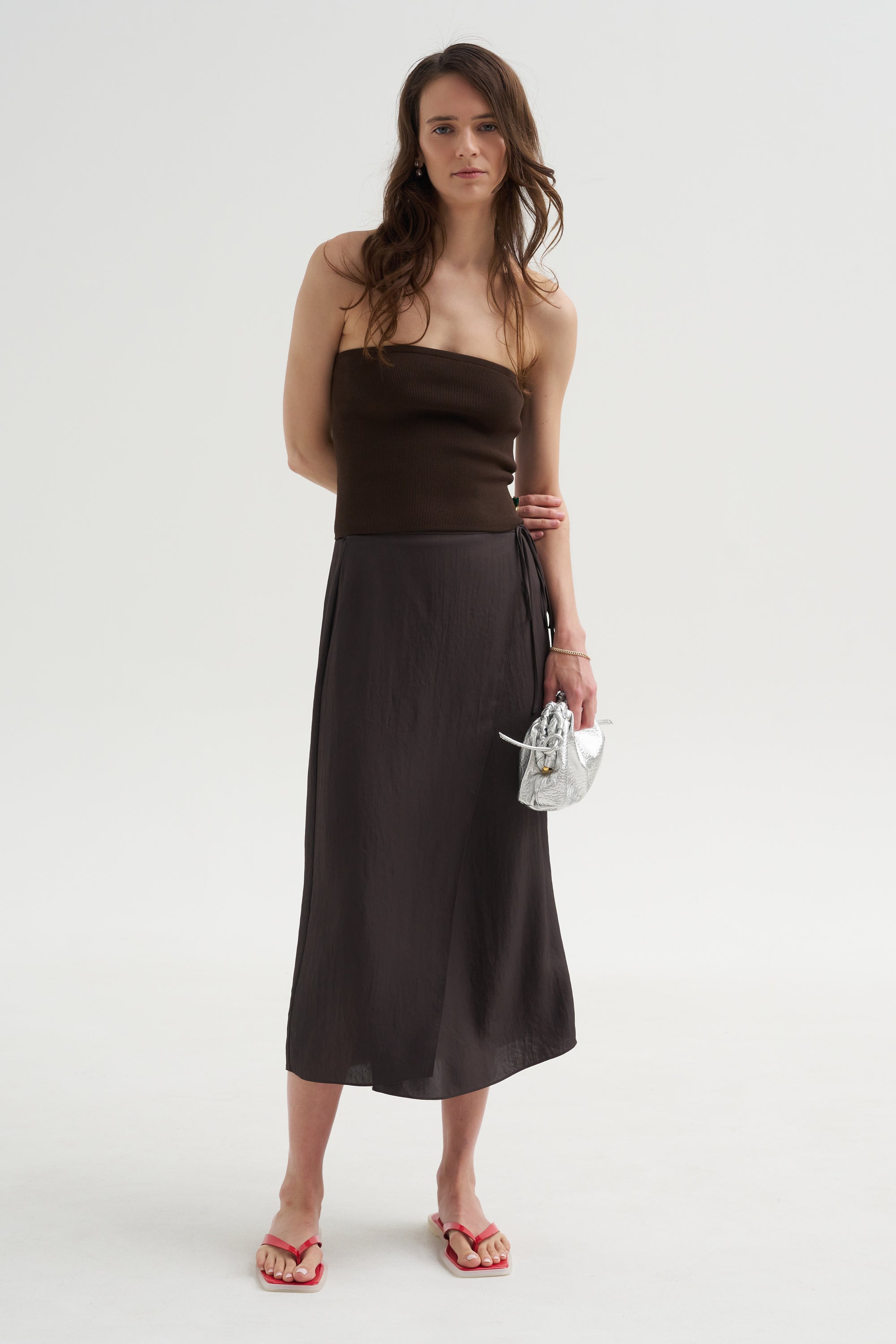Summer Slip Wrap Skirt, Brown