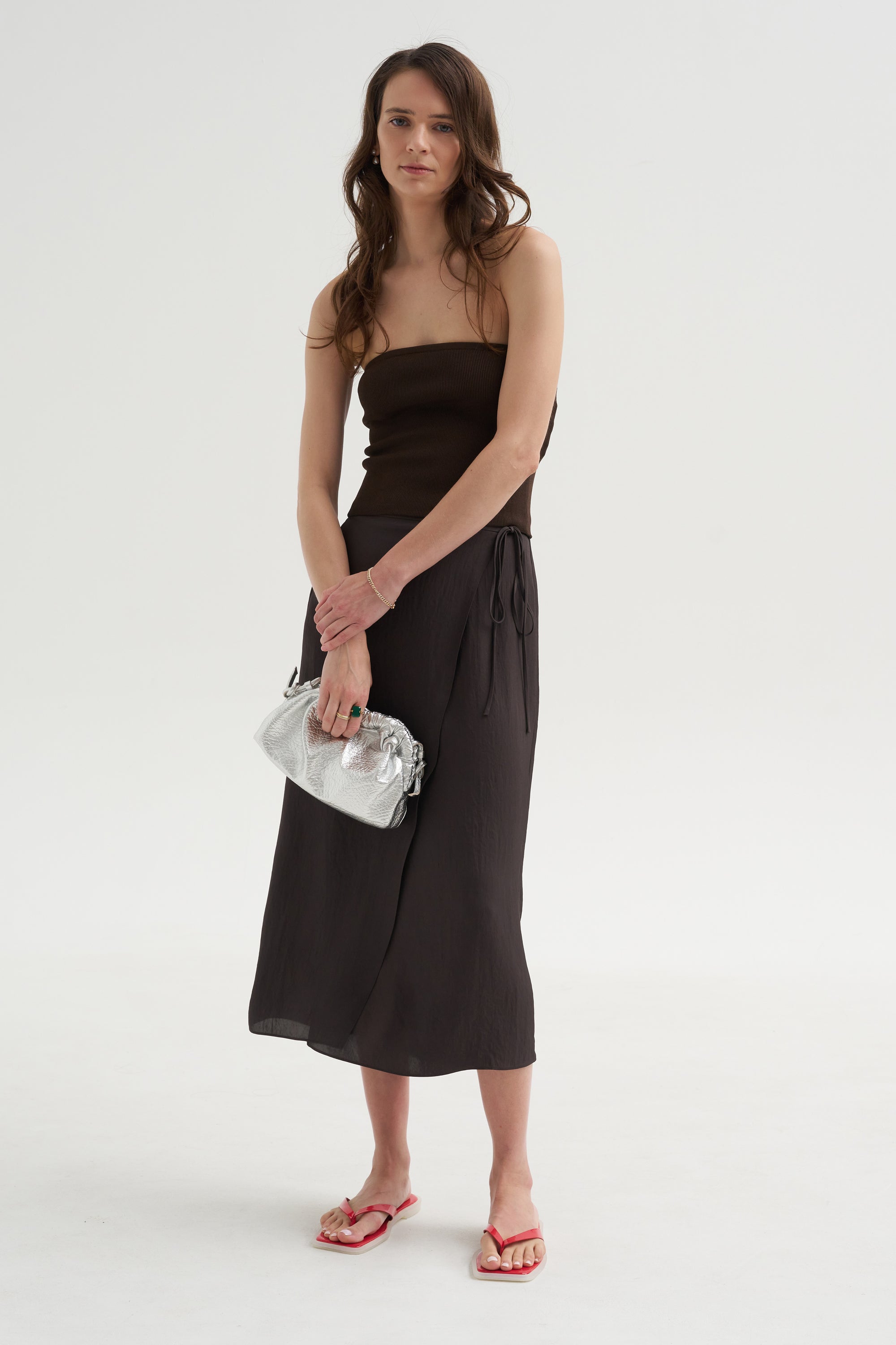 Summer Slip Wrap Skirt, Brown