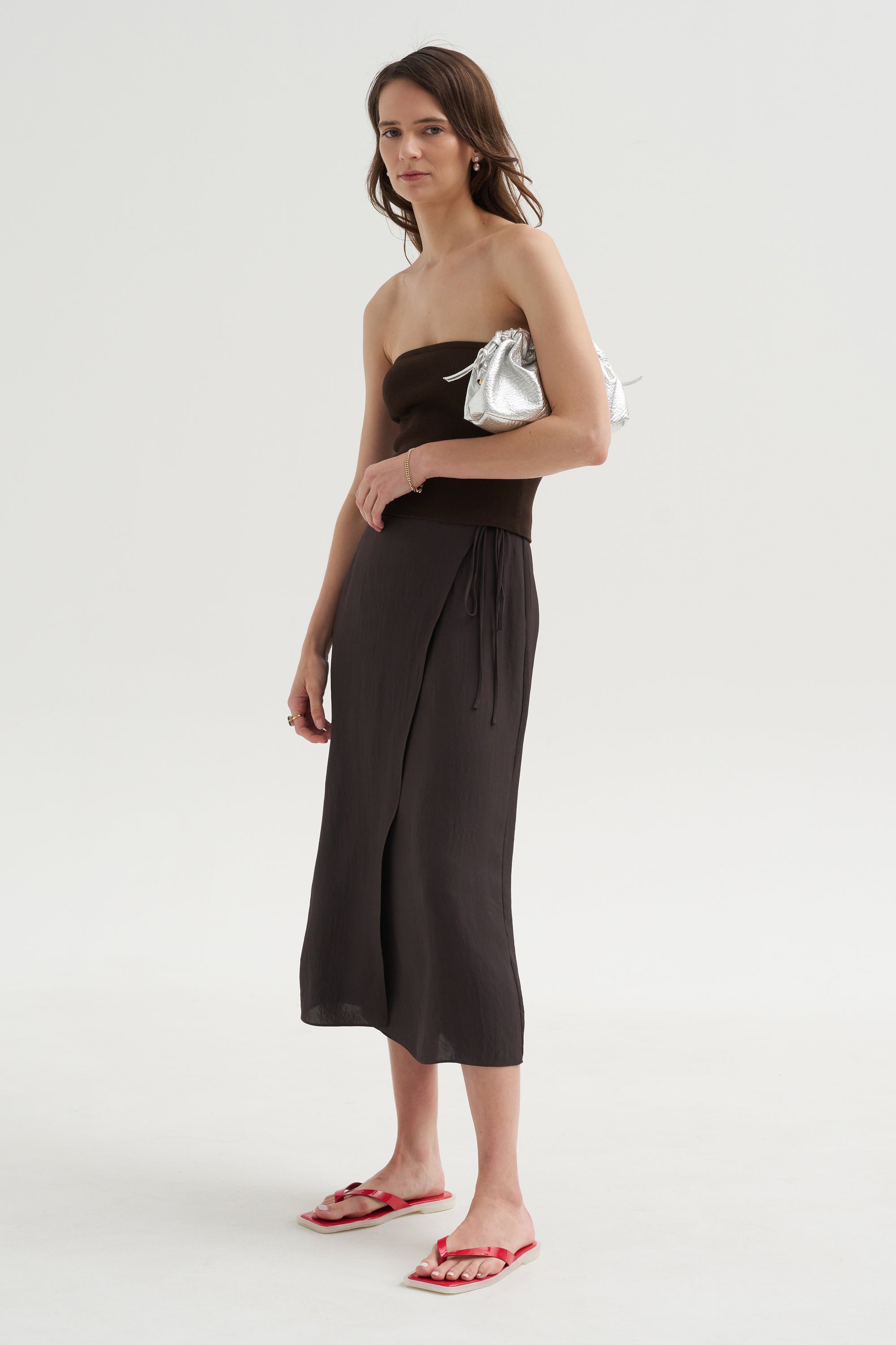 Summer Slip Wrap Skirt, Brown