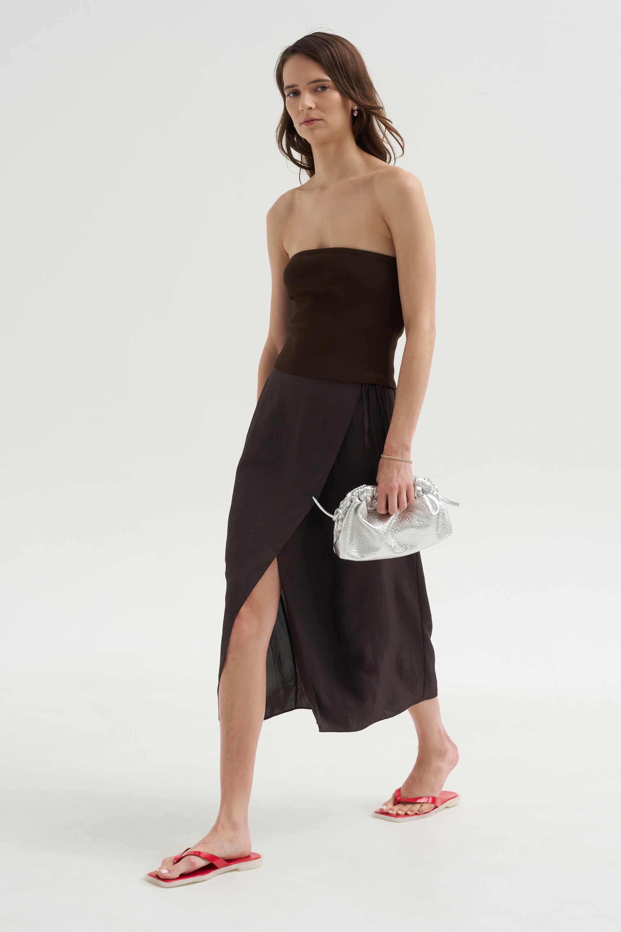 Summer Slip Wrap Skirt, Brown