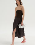 Summer Slip Wrap Skirt, Brown