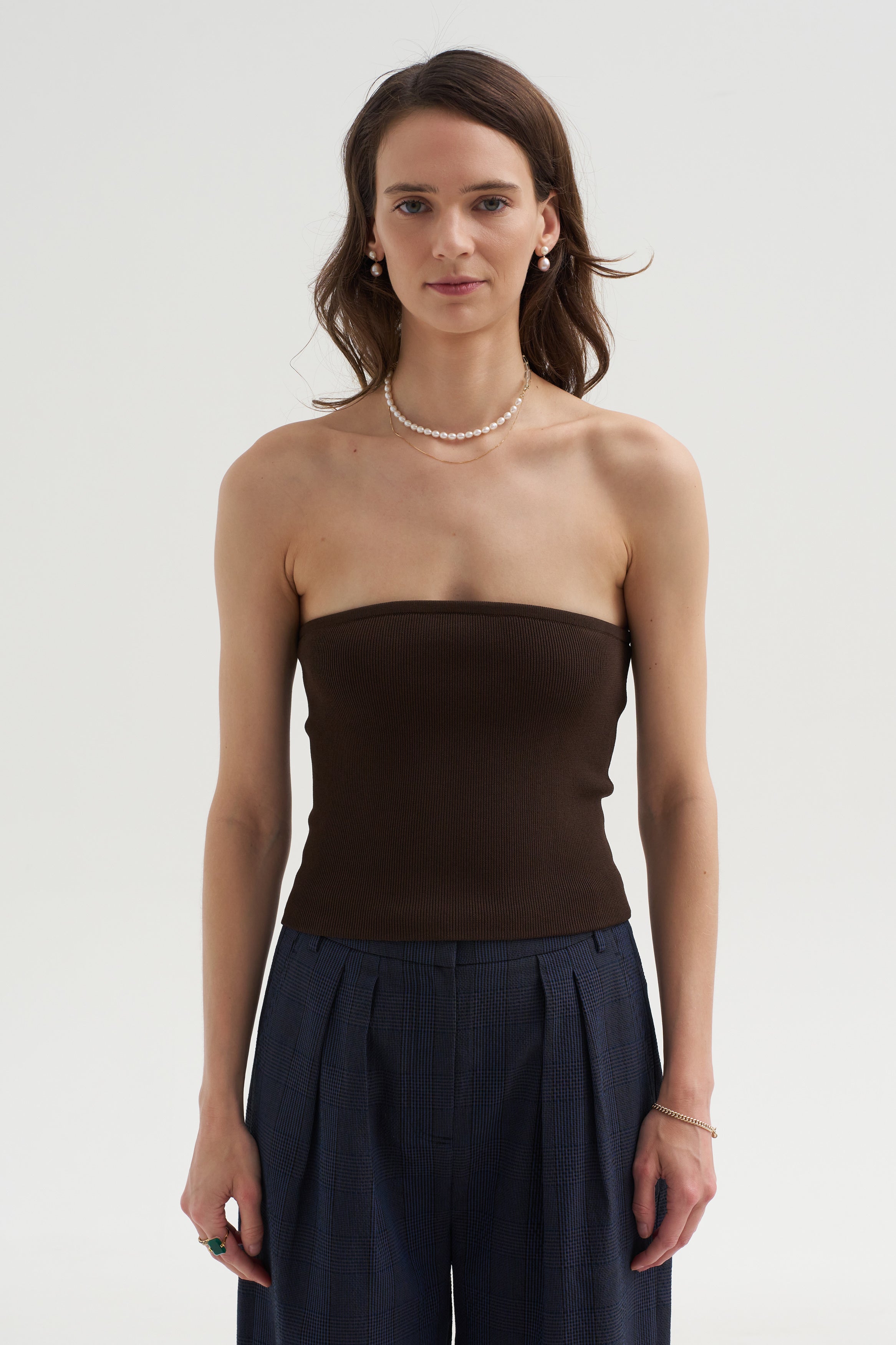 Ribbed Sweater Tube Top, Hickory Brown – Kick Pleat