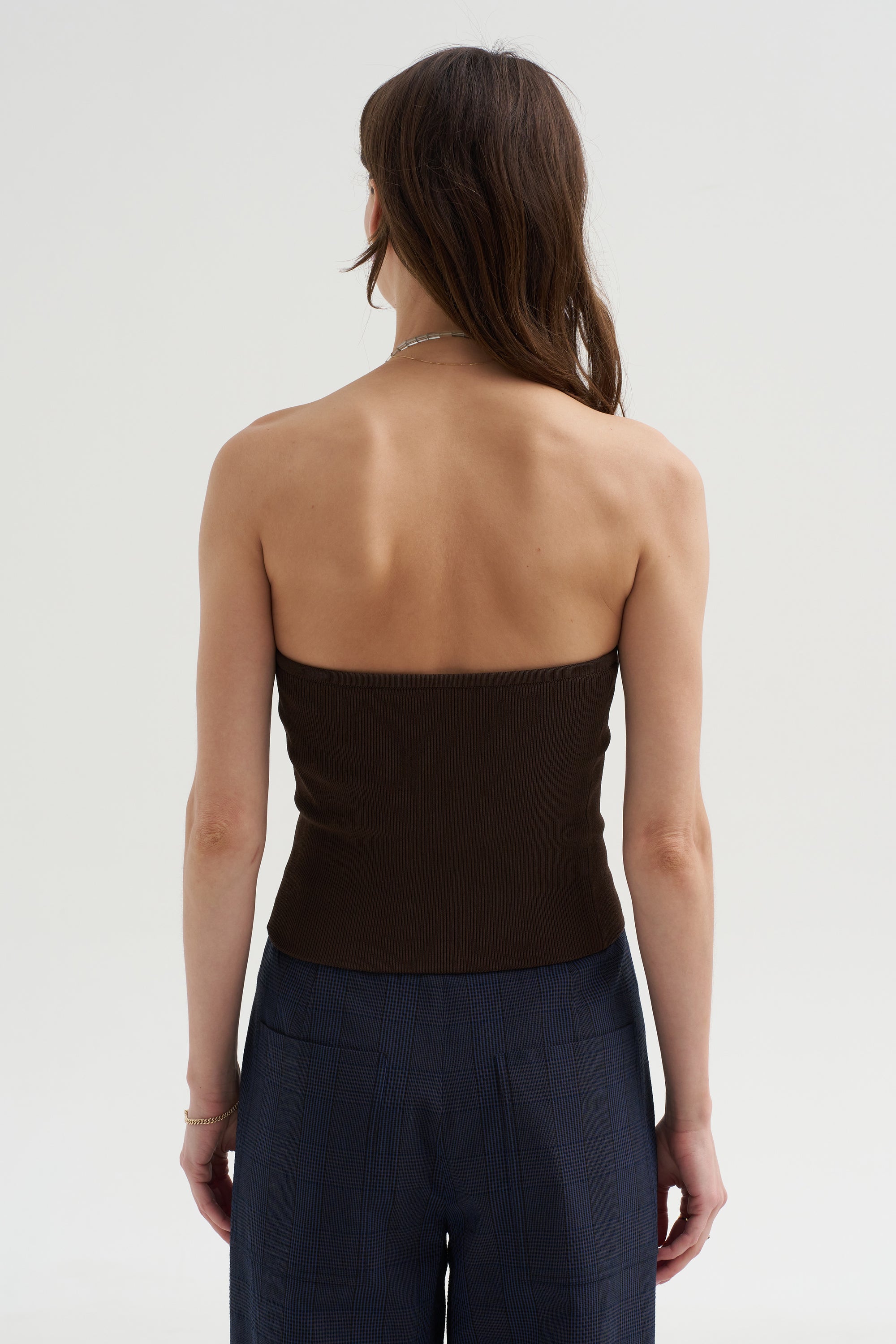 Ribbed Sweater Tube Top, Hickory Brown