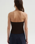 Ribbed Sweater Tube Top, Hickory Brown
