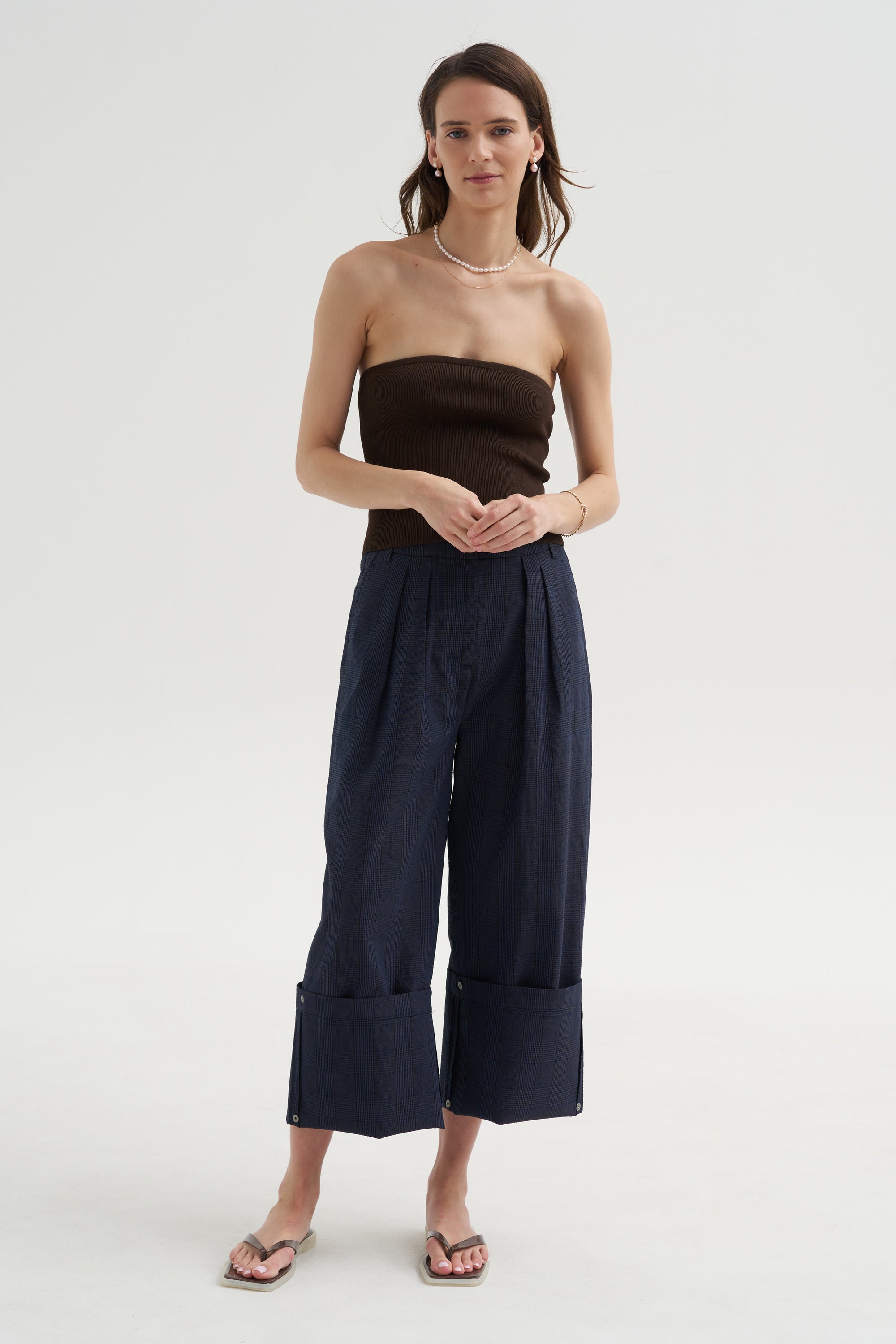 Ribbed Sweater Tube Top, Hickory Brown