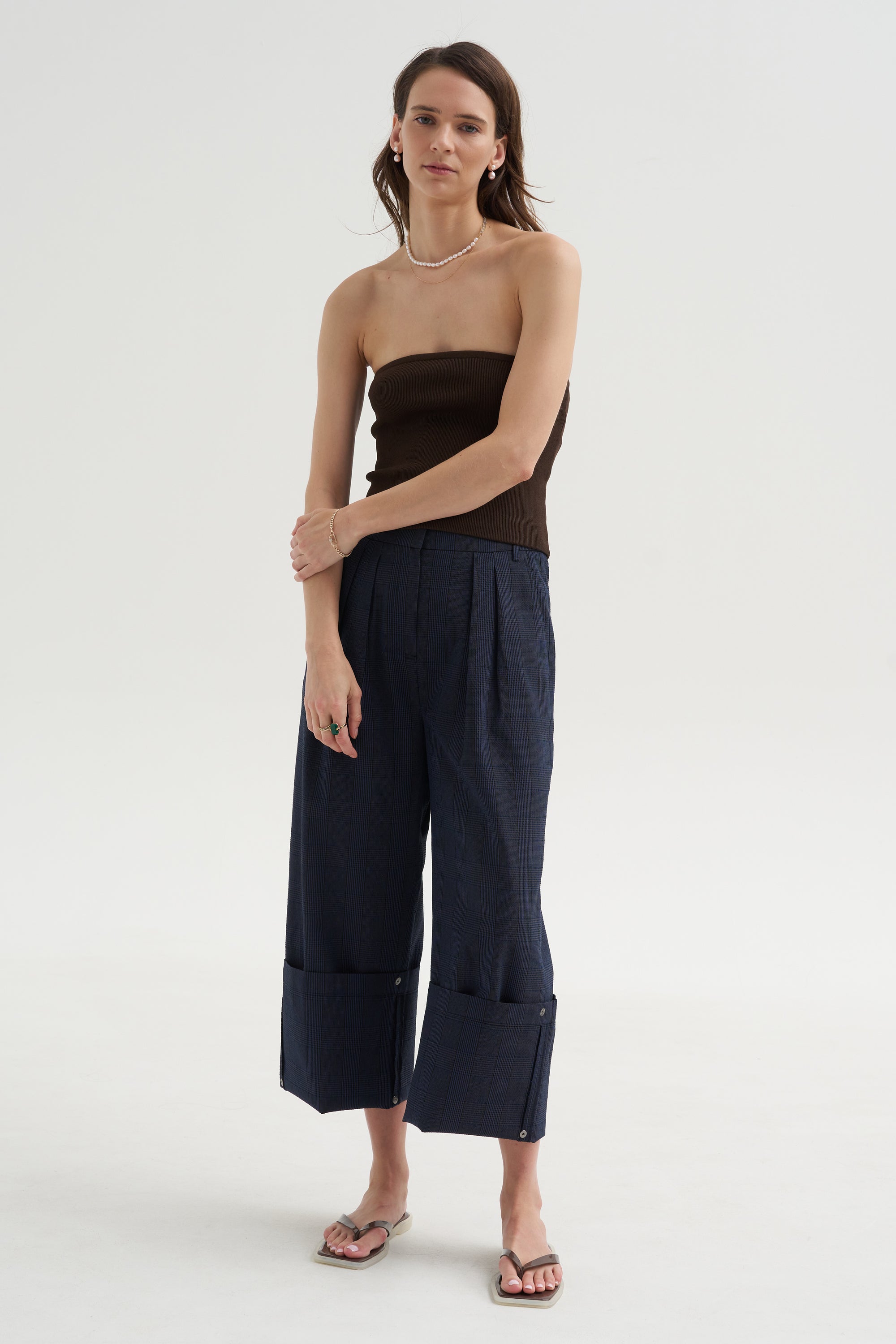 Ribbed Sweater Tube Top, Hickory Brown