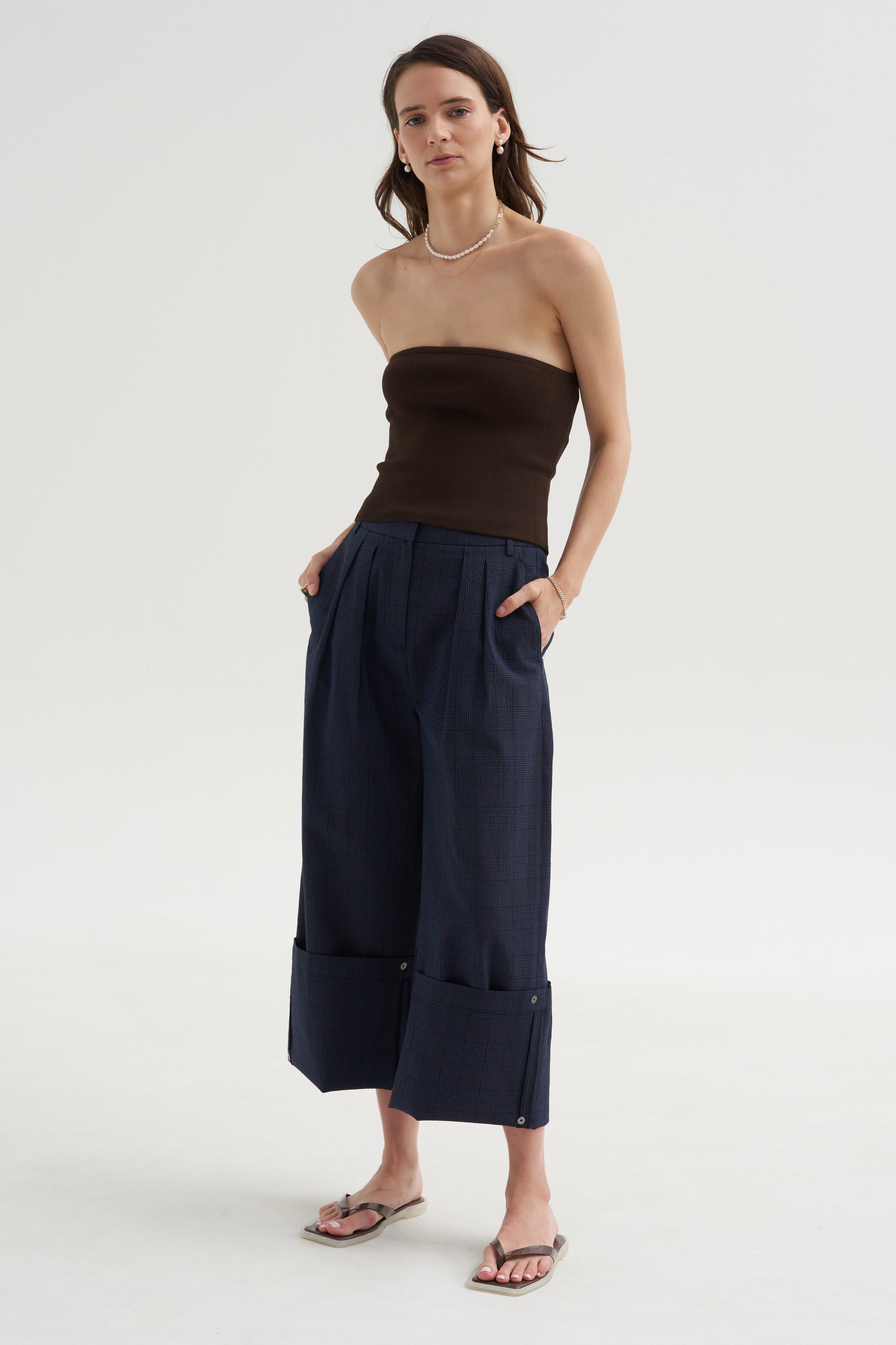 Ribbed Sweater Tube Top, Hickory Brown