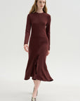 Neoprene Front Drape Dress, Bordeaux