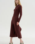 Neoprene Front Drape Dress, Bordeaux
