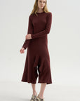 Neoprene Front Drape Dress, Bordeaux